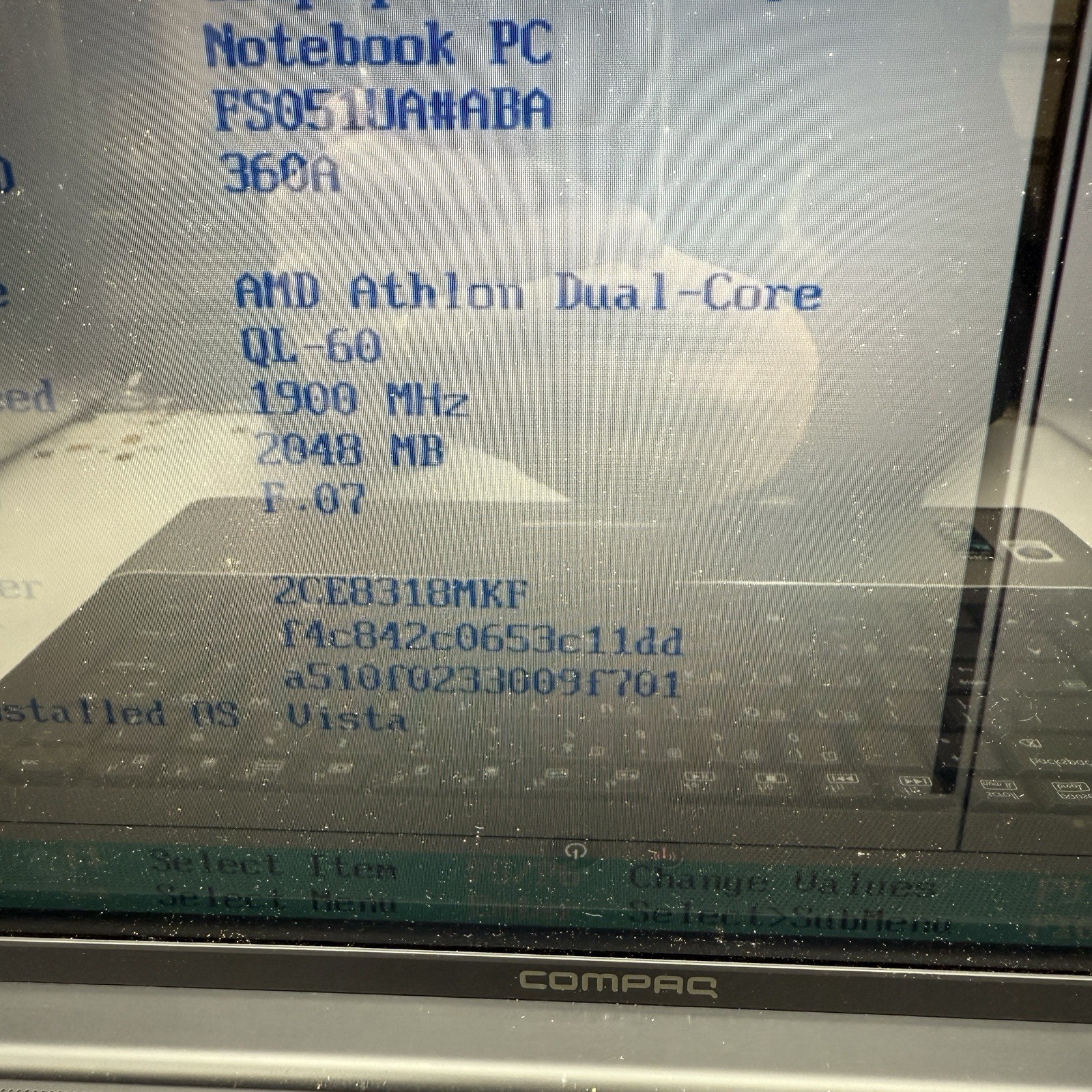 HP COMPAQ PRESARIO CQ50 – BOOTS TO BIOS – AMD ALTHON X2 – 2GB RAM – Q11