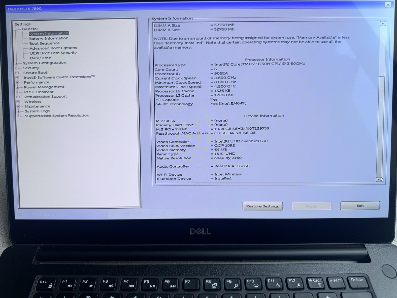 Dell XPS 15 7590, 4k OLED, GTX 1650, i7-9750H, 64GB DDR4 1TB SSD