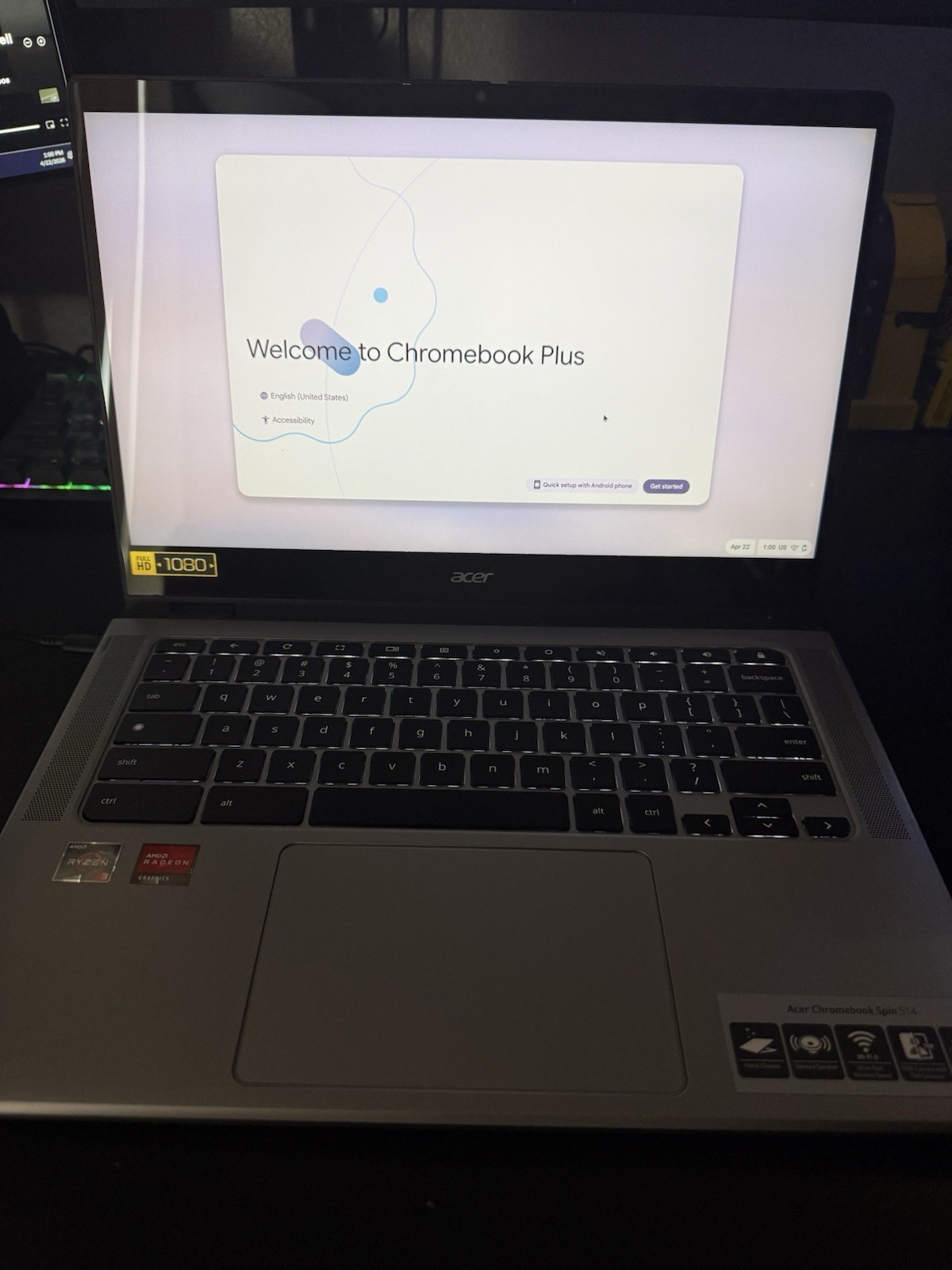 Acer Chromebook Spin 514 2-in-1 14″ Touchscreen AMD Ryzen 3 Silver Chrome OS