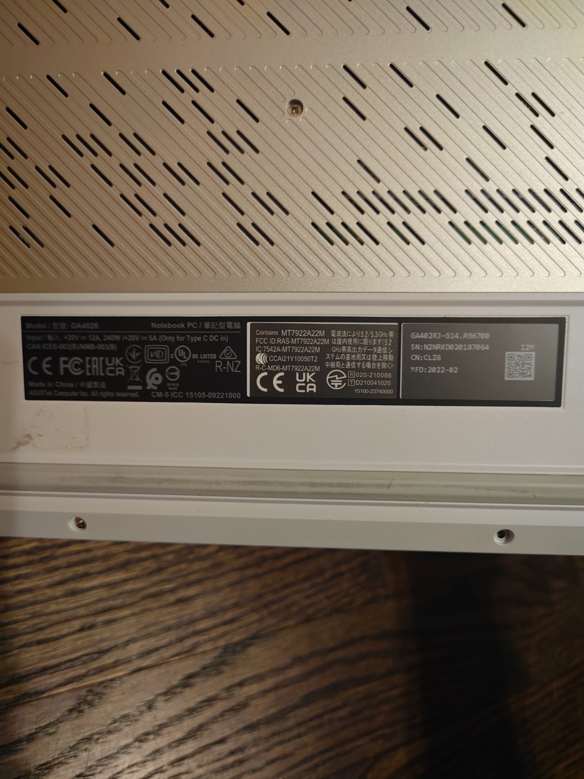 ASUS ROG Zephyrus G14 2022 FOR PARTS