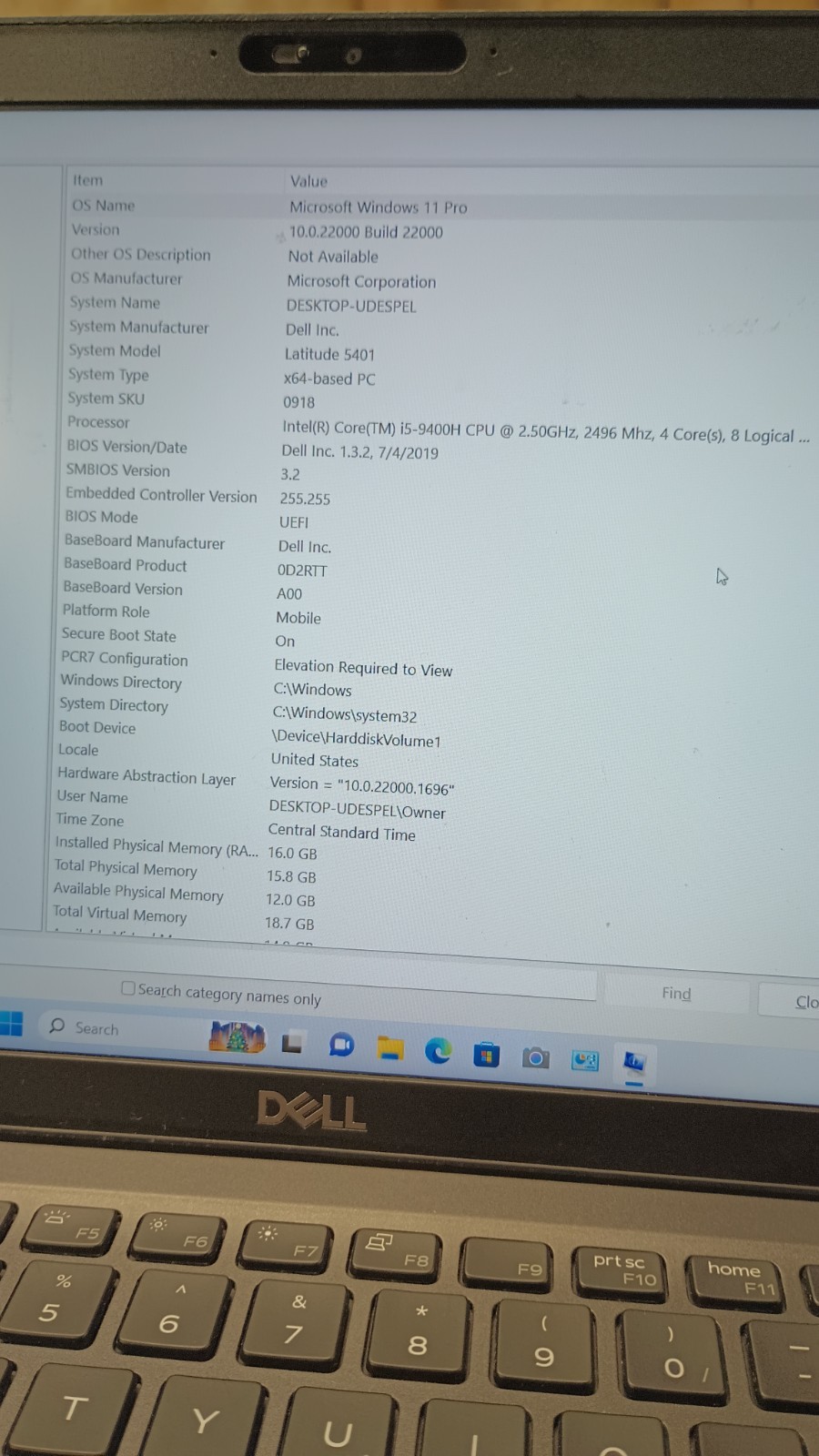 12034 Latitude5401 w/charger *LOCKED BIOS*.i5-9400H.16GB.256GB NVMe.14″FHD.W11