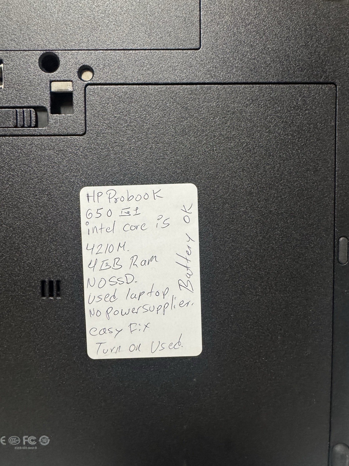 HP ProBook 650 G1 i5-4210M 4GB RAM NO SSD Laptop No Charger