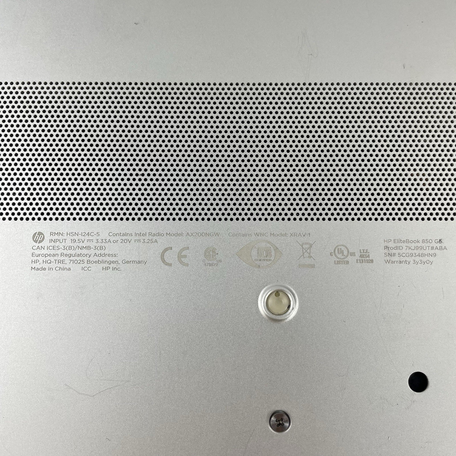 HP EliteBook 850 G6 15.6″ i5-8365U 1.60 GHz 8 GB RAM No SSD/OS/AC – No Keyboard