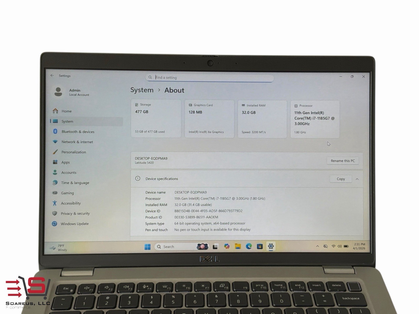 ⭐️ Dell Latitude 5420 14″ | i7-1185G7 | 32GB RAM | 512GB SSD | Win11 Pro⭐️