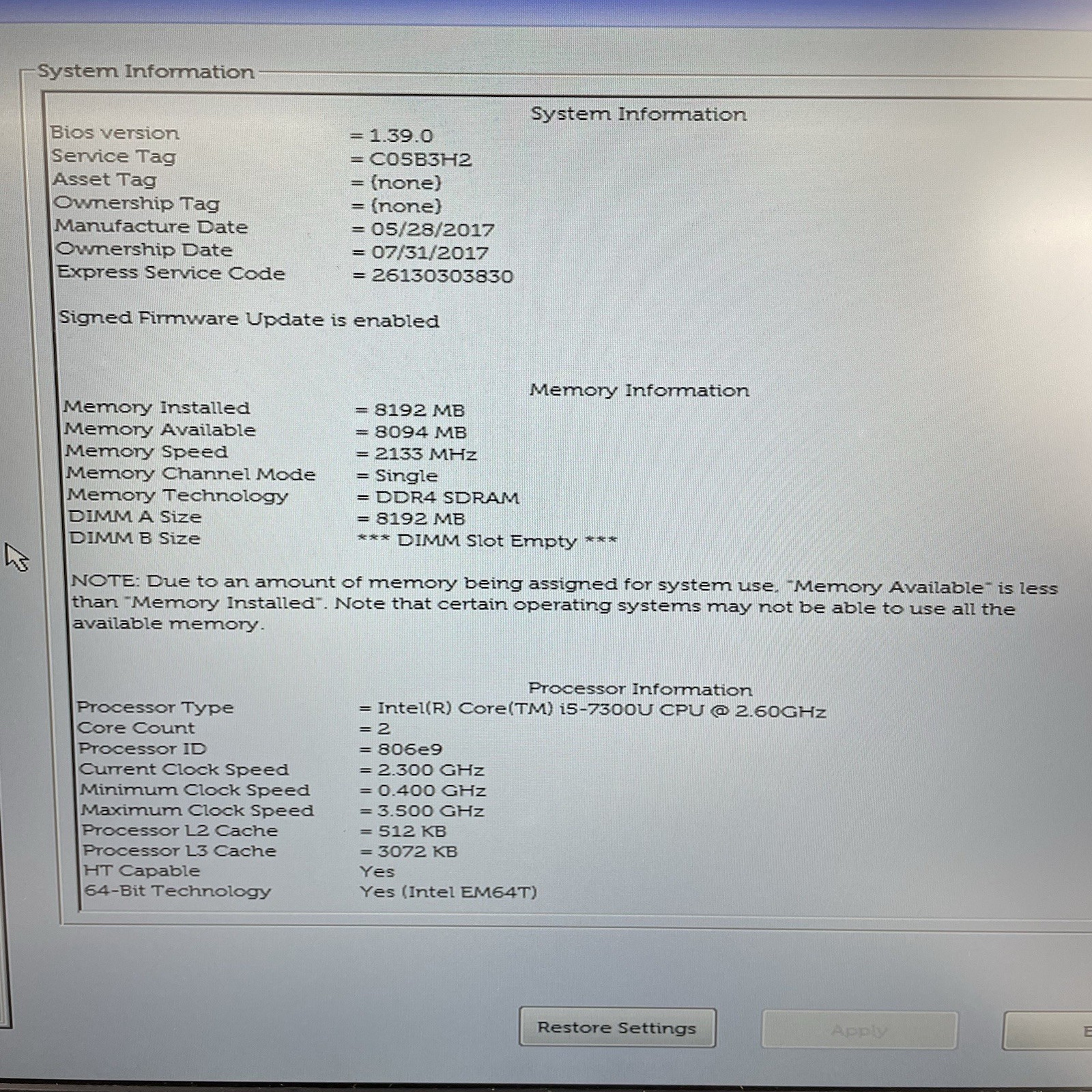 Dell Latitude 5580 15.6″ i5-7300U 2.60 GHz 8 GB RAM No SSD/OS/Batt – Bad Corner