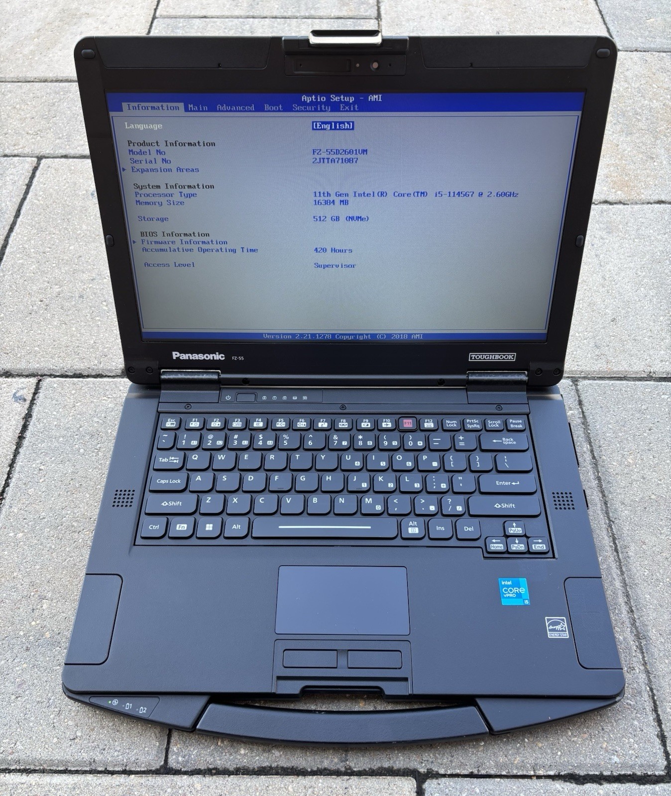 PANASONIC FZ-55 Toughbook Laptop i5-1145G7 16GB 512GB 2.60GHz Win 11p 420 Hours