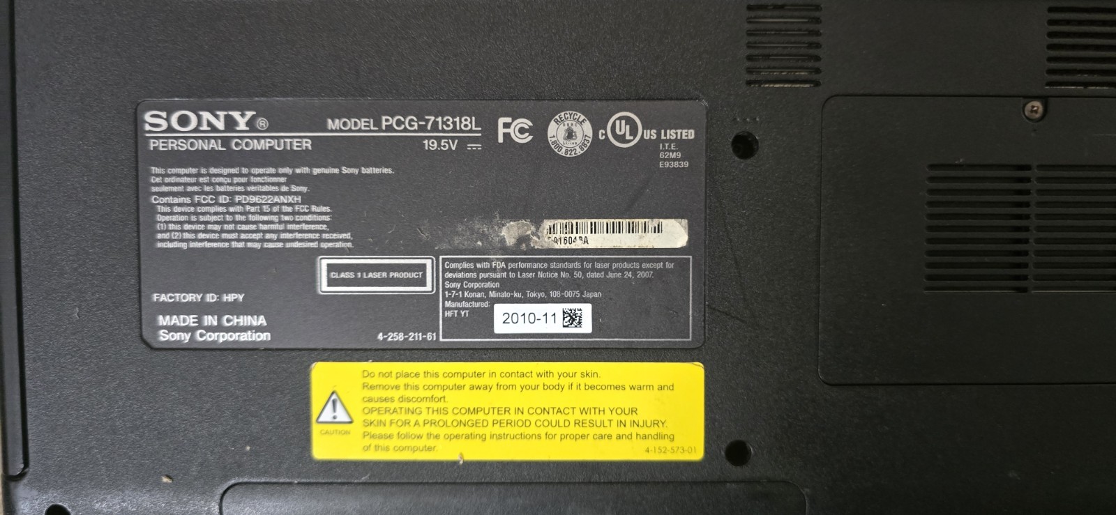 Sony VAIO PCG-71318L Intel Core i3 M370 15.6″ Laptop 4 GB RAM Win10 MS OFFICE