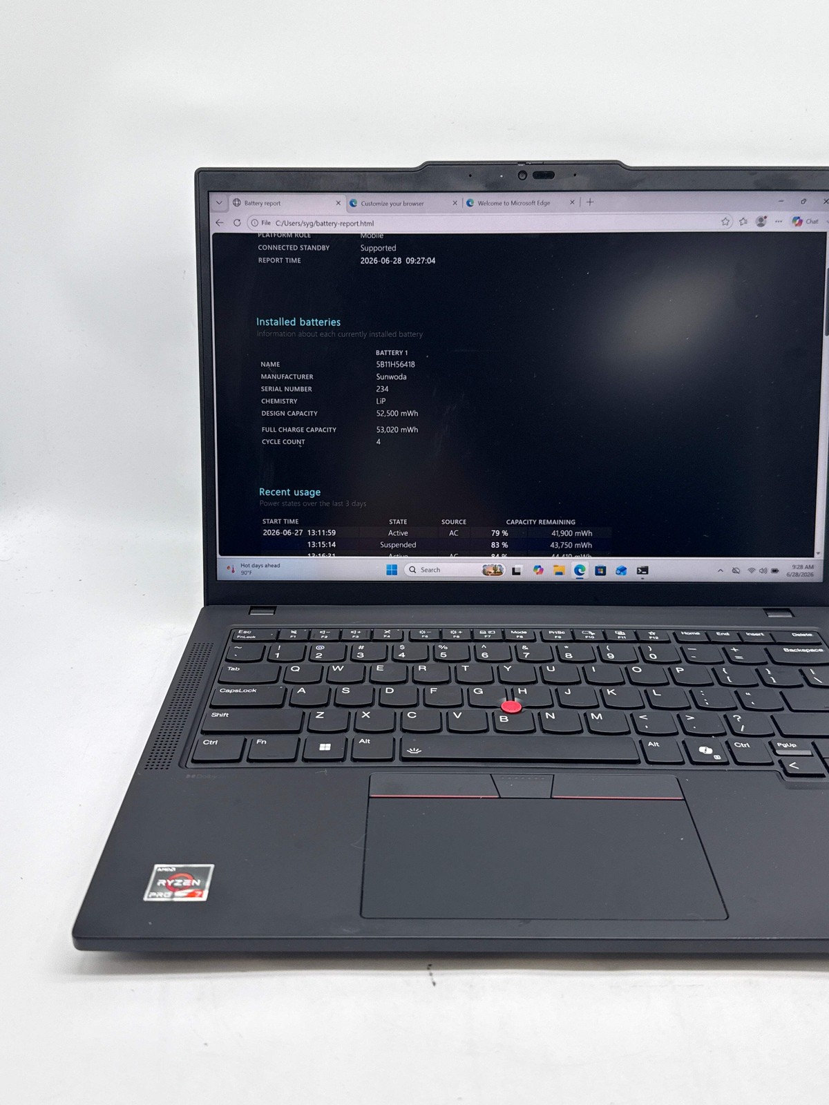 Lenovo ThinkPad P14s Gen 5 AMD Ryzen 7 Pro 8840HS 32GB Ram 2TB SSD – Used