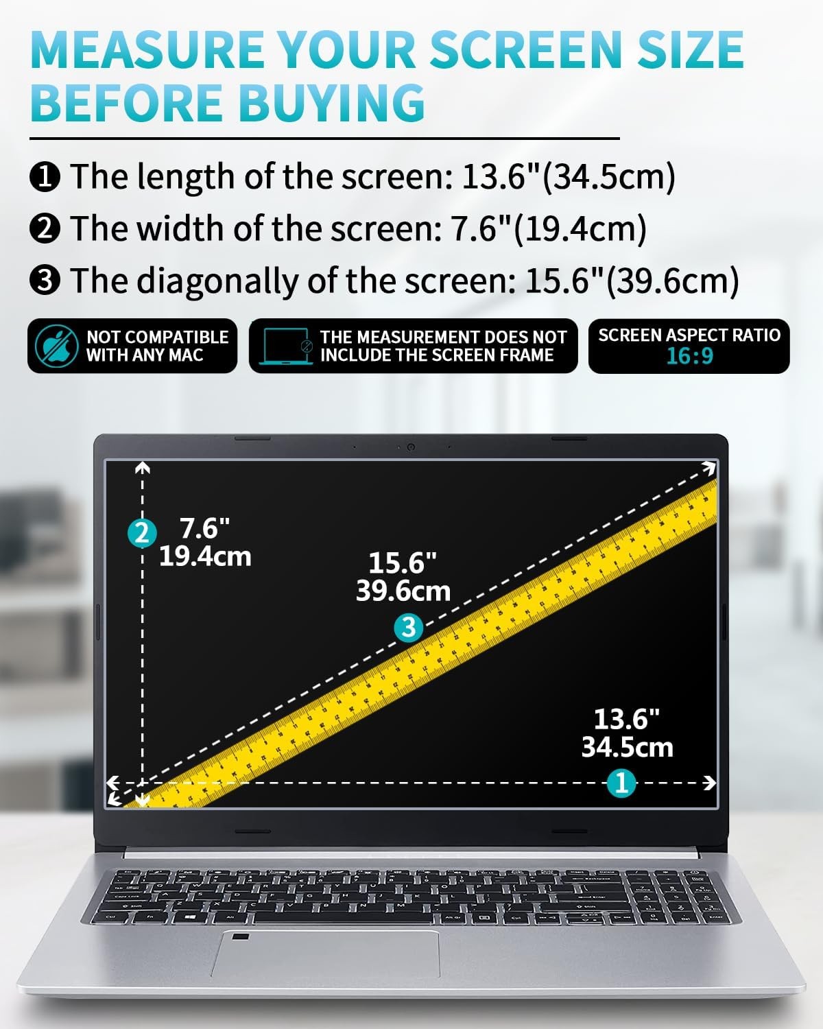 15.6 Inch Laptop Crystal Clear Screen Protector Compatible with HP/DELL/Asus/Ace