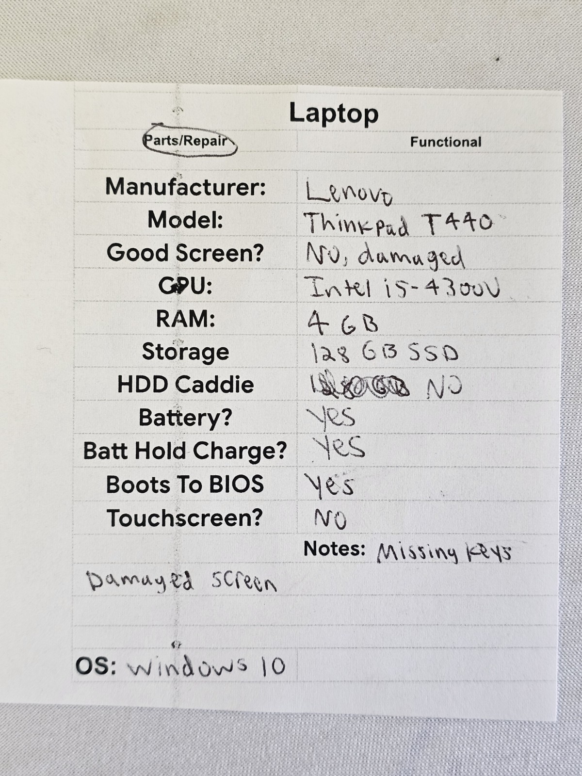 Lenovo ThinkPad T440 Laptop – Intel i5-4300u – 4GB RAM – 128GB SSD – Win 10 READ