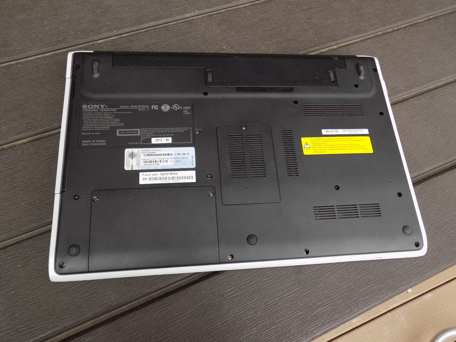 White Sony Vaio E Series Laptop PC SVE151D11L, Power Supply – Works