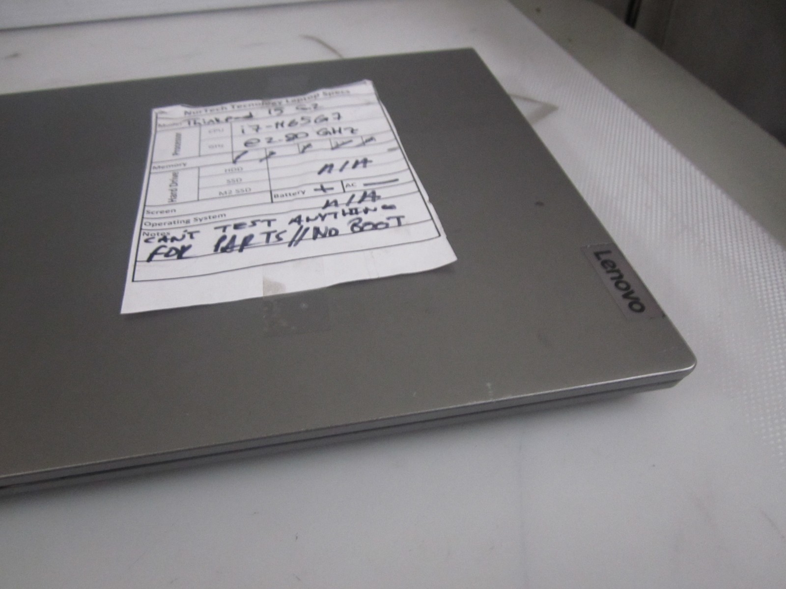 Lenovo ThinkBook 15 G2 ITL I7-1165G7 2.80GHZ NO OS/AC FOR PARTS ONLY