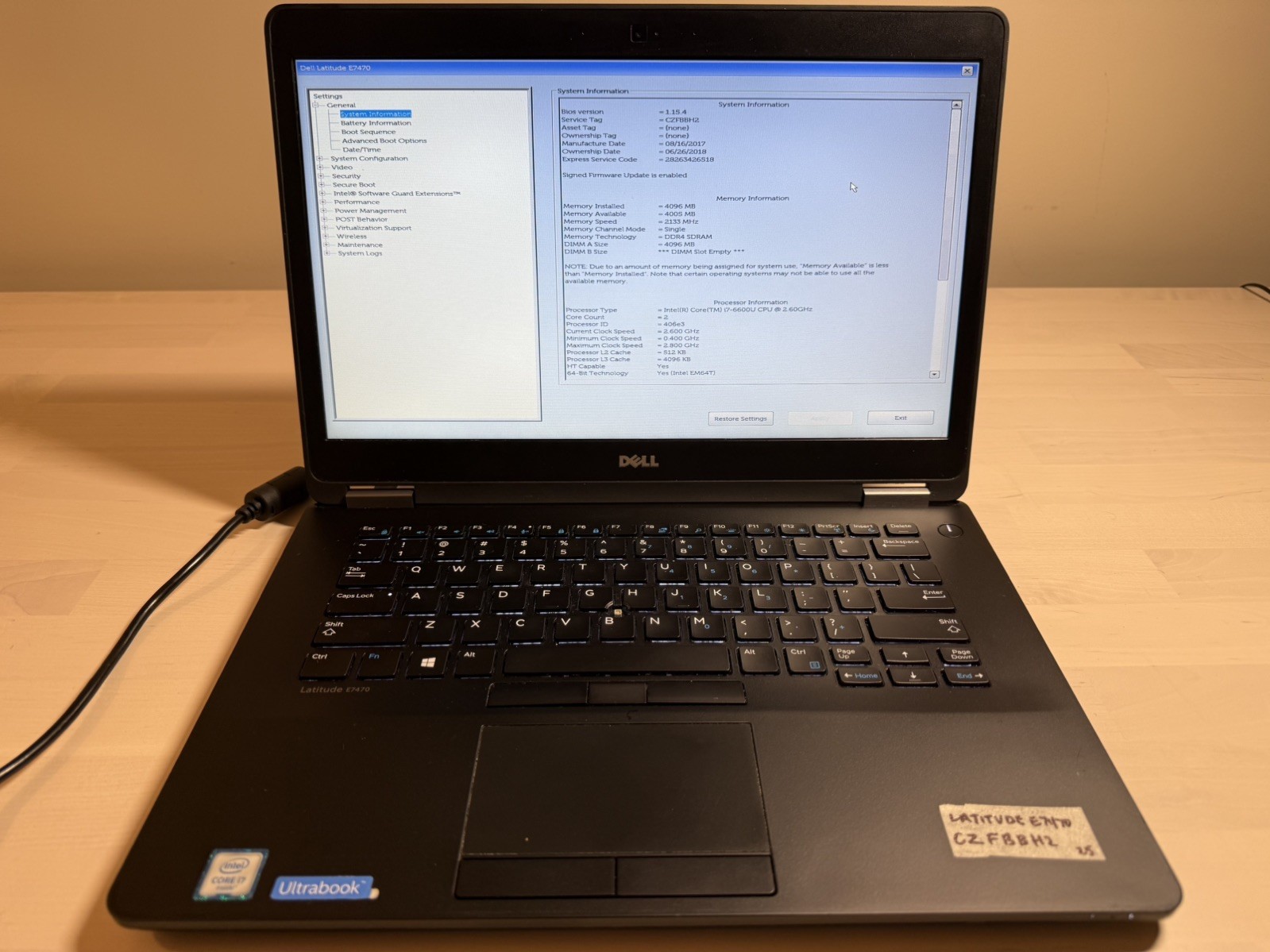 Dell Latitude E7470 Laptop Intel Core i7 6th Gen No HD/OS/AC Adapter