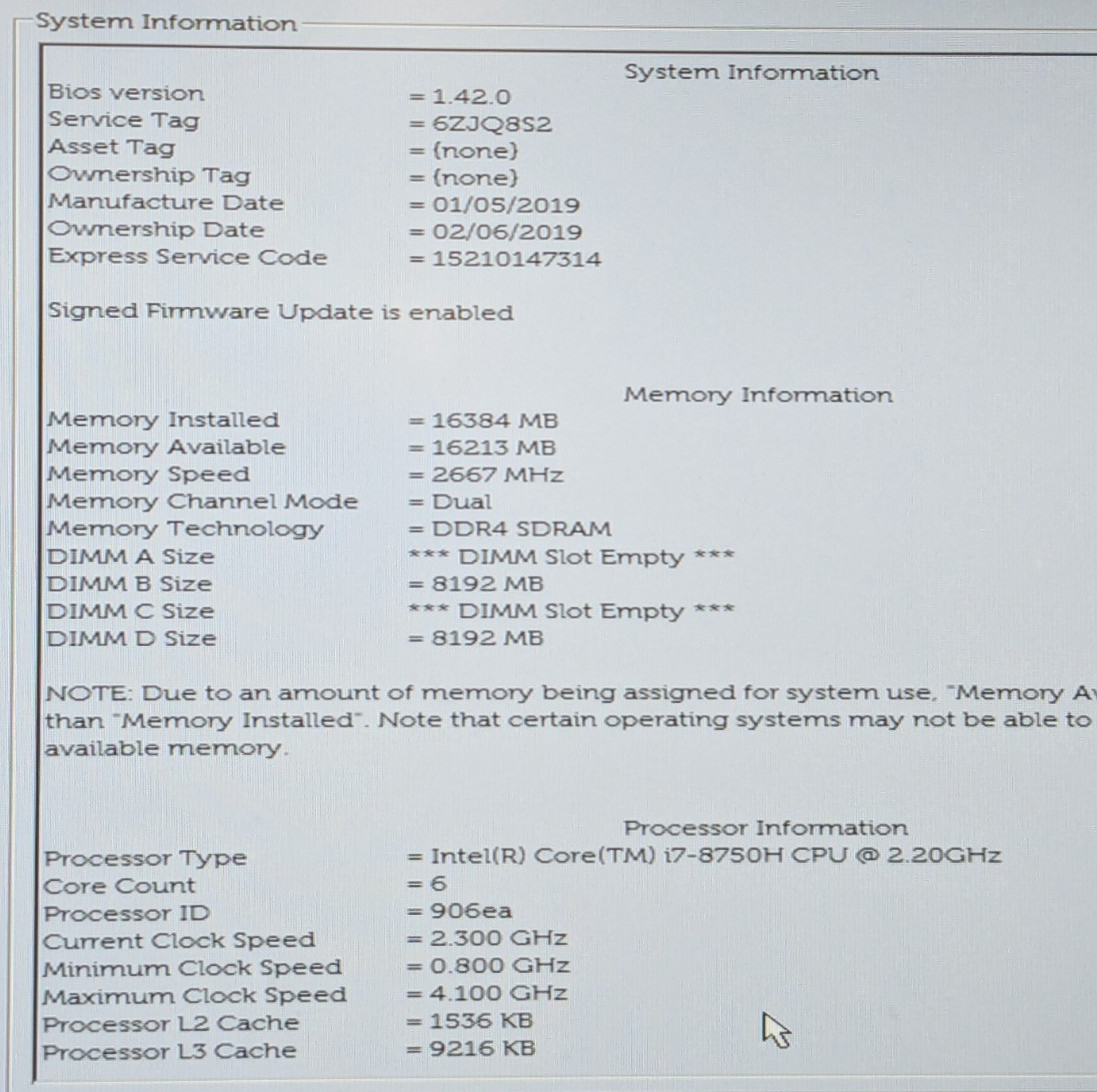 Dell Precision 7530 15.6″ i7-8750H 2.20GHz 16GB 512GB SSD W11P 6ZJQ8S2