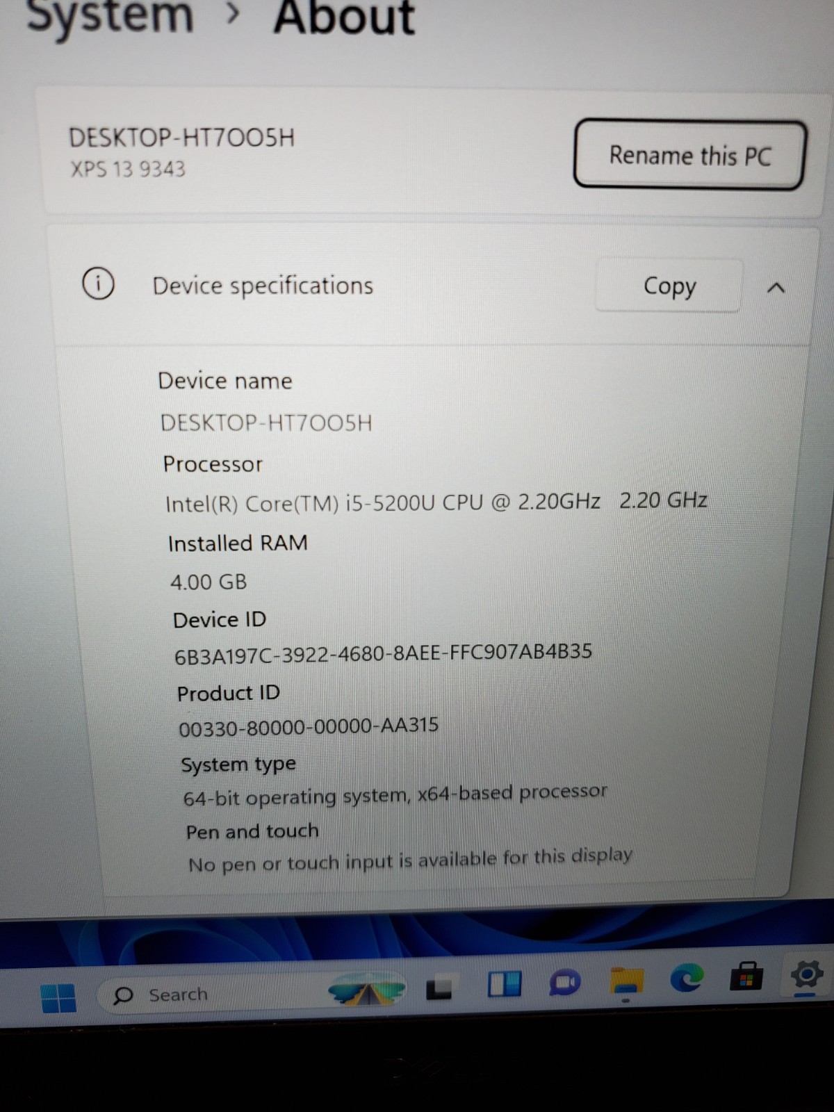 Dell XPS 13 9343 Laptop Core i5-5200U 2.19GHz 4GB RAM 128GB SSD Win11 READ! #69