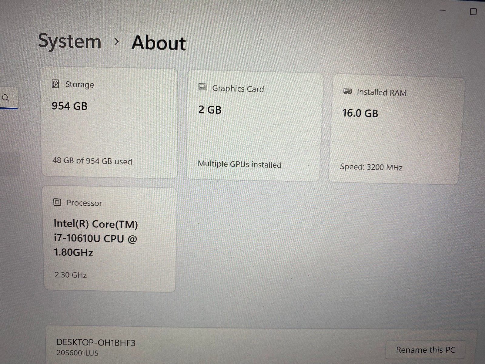 Excellent Lenovo ThinkPad T15 Gen 1 15.6″, i7-10610U, NVIDIA MX330, 16GB, 1TB