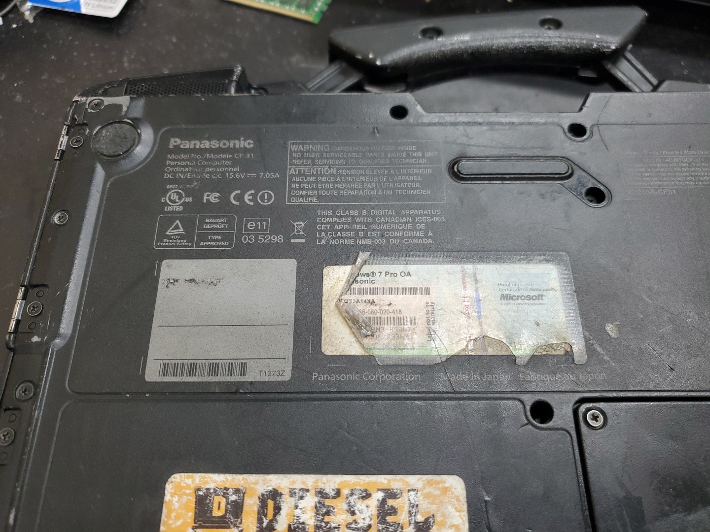 Panasonic Toughbook CF-31 MK-1 i5 520M @ 2.40GHz 8GB 17370HRS Diesel