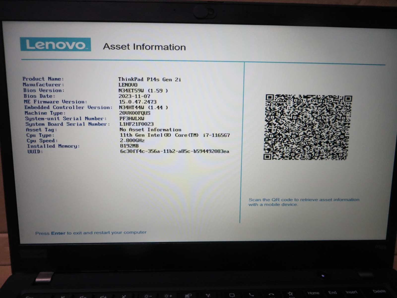 Lenovo ThinkPad P14s Gen 2i 14″ Laptop i7-1165G7 8GB RAM for Parts or Repair