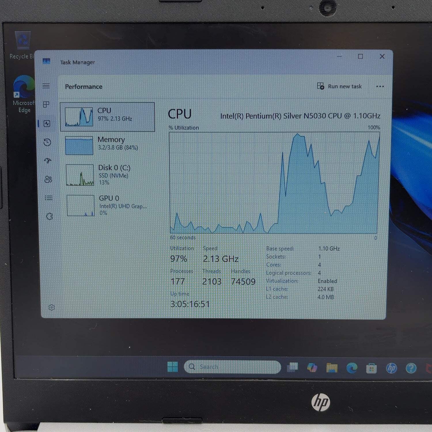 HP Laptop 14-DQ0703DX 14″ Pentium Silver N5030 1.1GHz 4GB RAM 128GB SSD