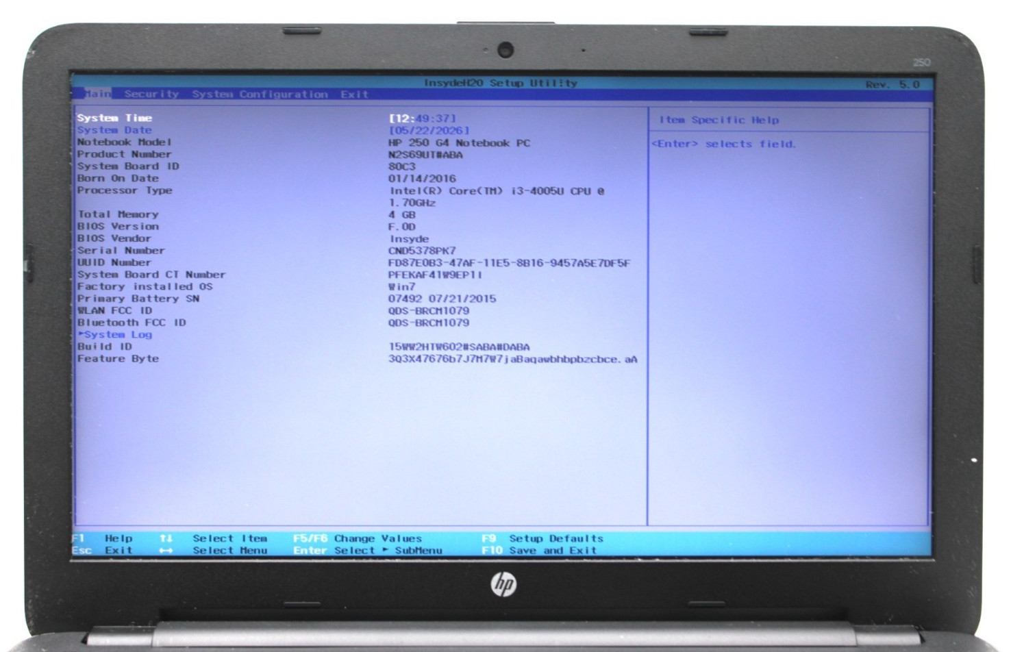 HP 250 G4 i3-4005U@1.7GHz 4GB DDR3 240GB SATA NO OS *USED/TESTED*