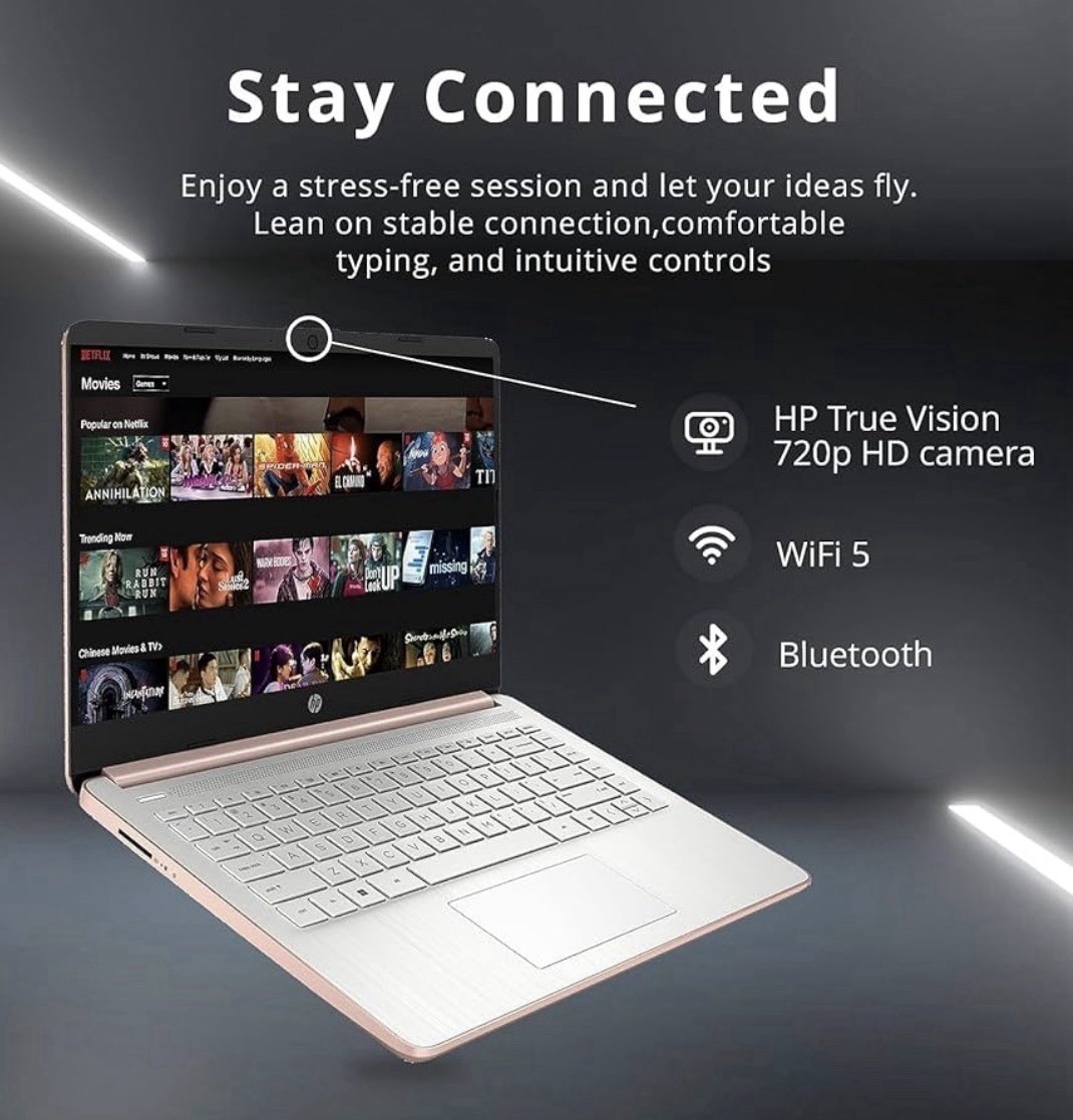 HP 14″ HD Stream Laptop Intel Celeron N4120, 16GB RAM, 128GB eMMC+128GB SD Card