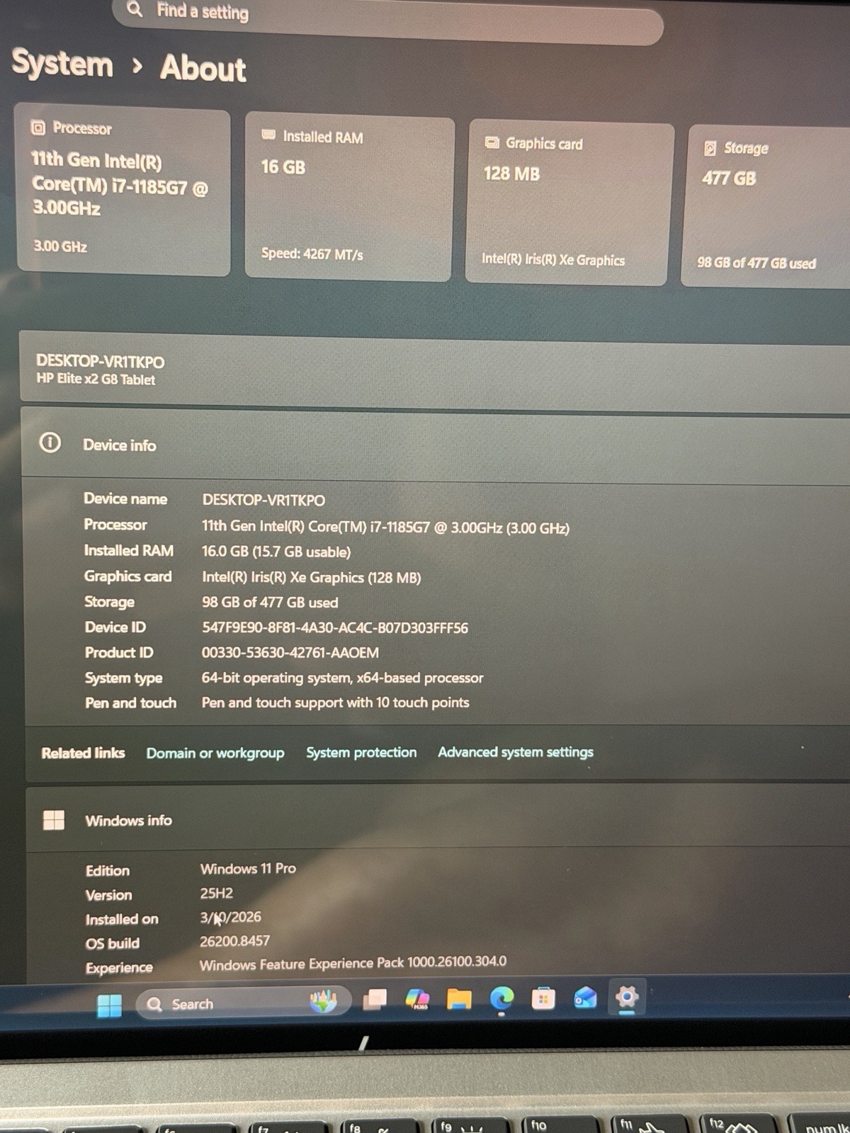 HP Elite x2 G8 i7-1185G7 16GB 512GB SSD LTE 13” Touch Win11 Pro