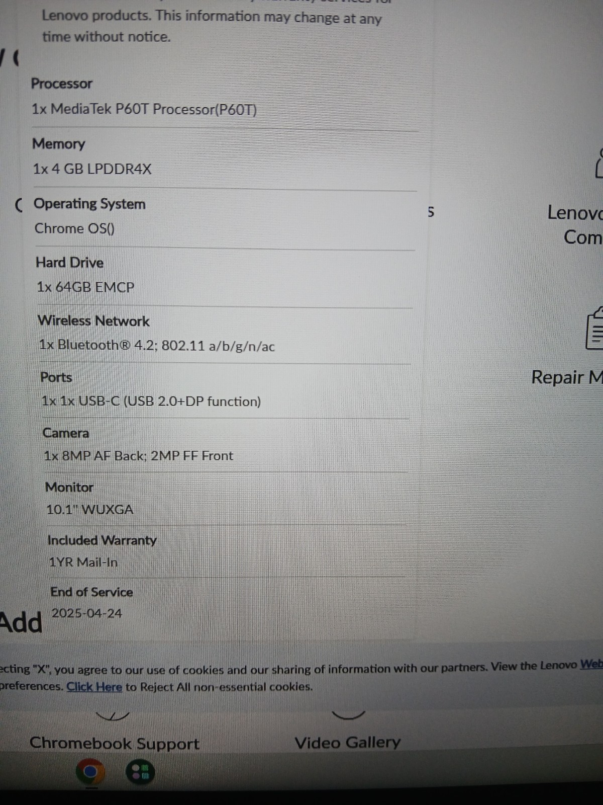 Lenovo Ideapad Chrome duet CT-X636F 10.1″mediatek p60t 4gb, 64gb
