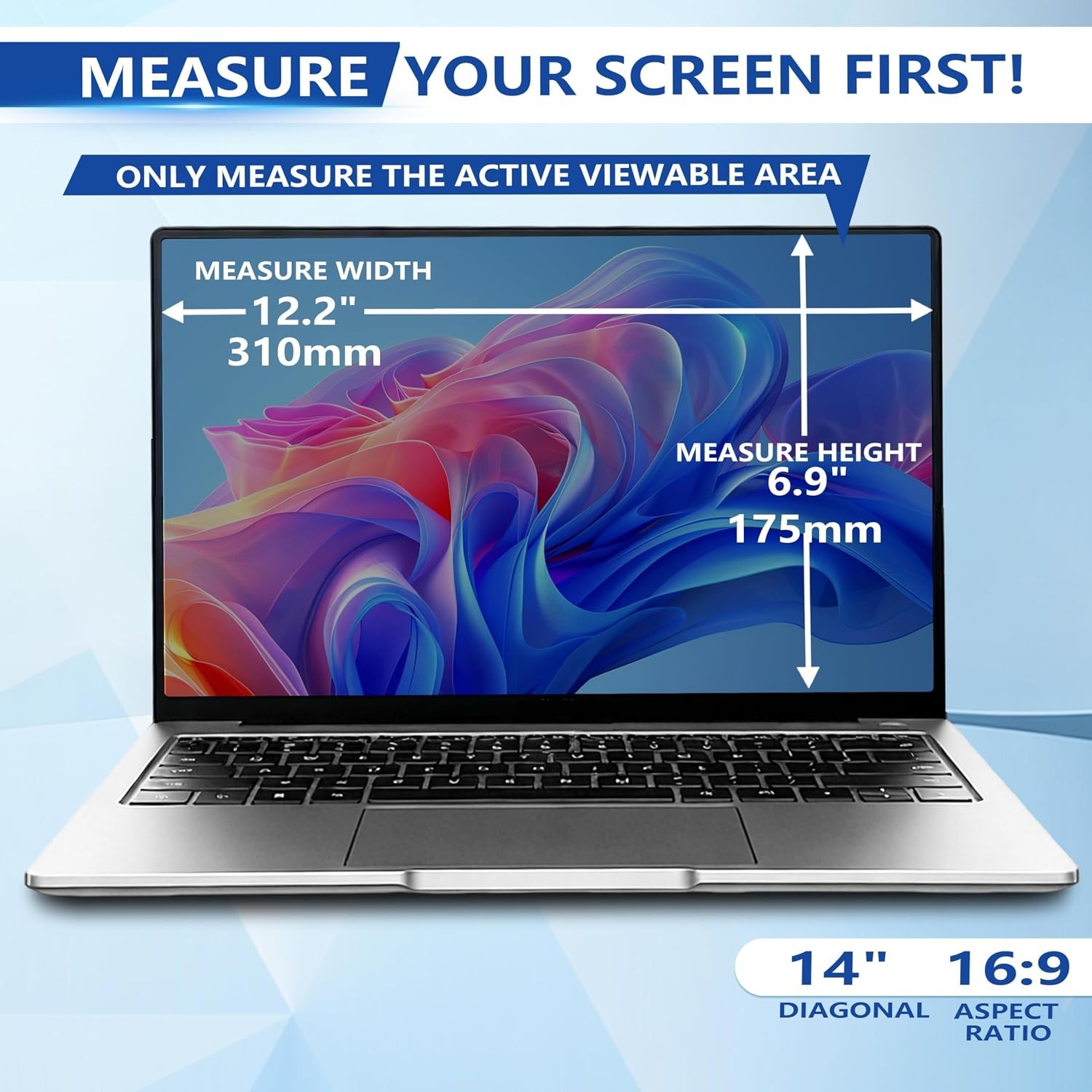 14 Inch 16:9 Magnetic Privacy Screen for Laptops, Removable Anti-Glare Filter Sh