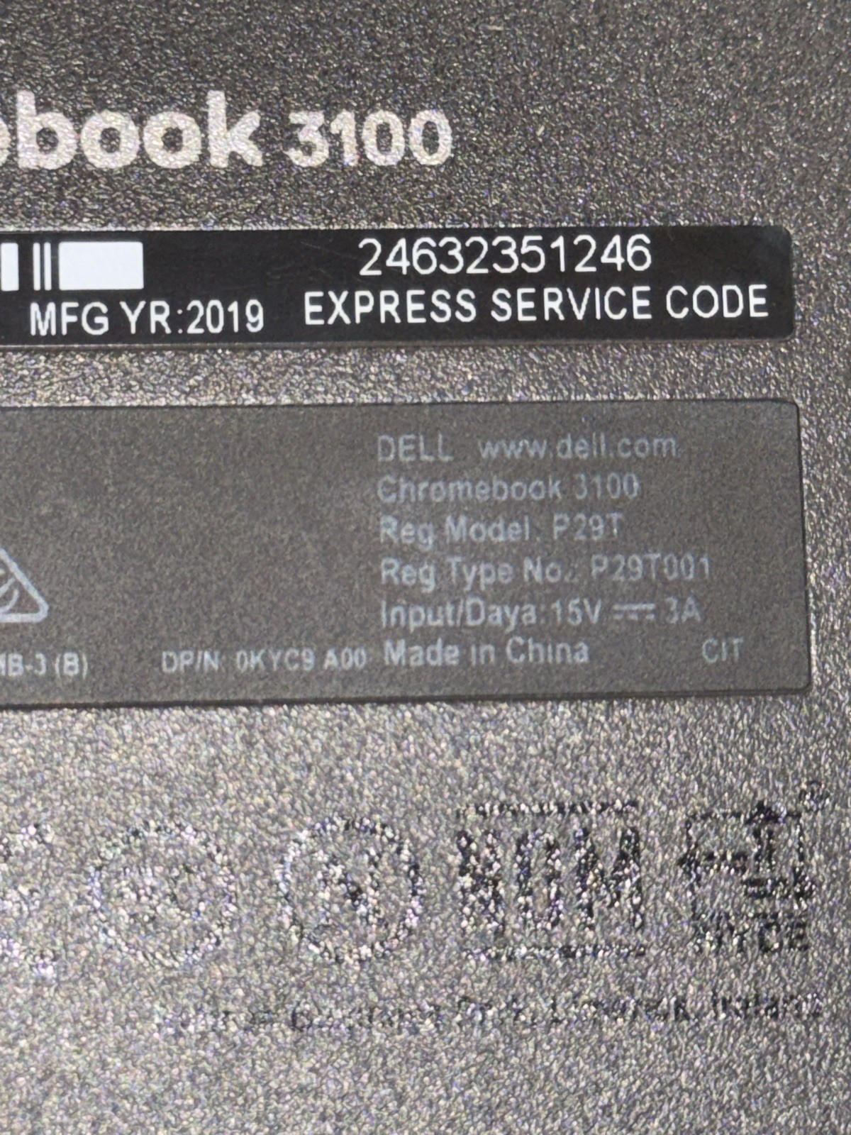 Dell Chromebook 3100 11.6″ Chrome OS Intel 4GB 16GB eMMC Black +Charger