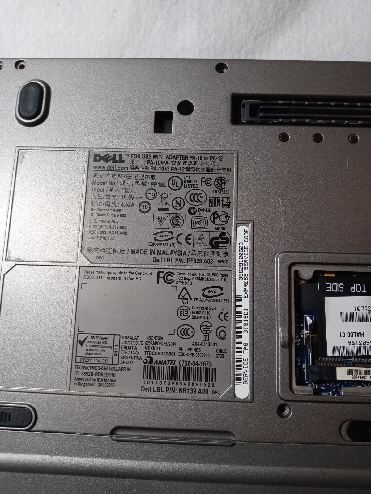 Dell Latitude D620 Grey Laptop PARTS ONLY