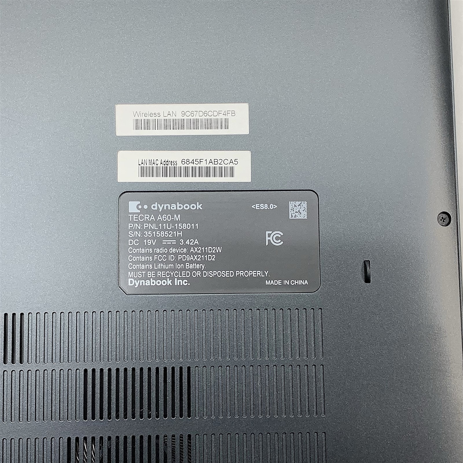 DynaBook Tecra A60-M Laptop Ultra 7 155U 3.30GHZ 15.6″ 16GB DDR5 NO HDD Parts