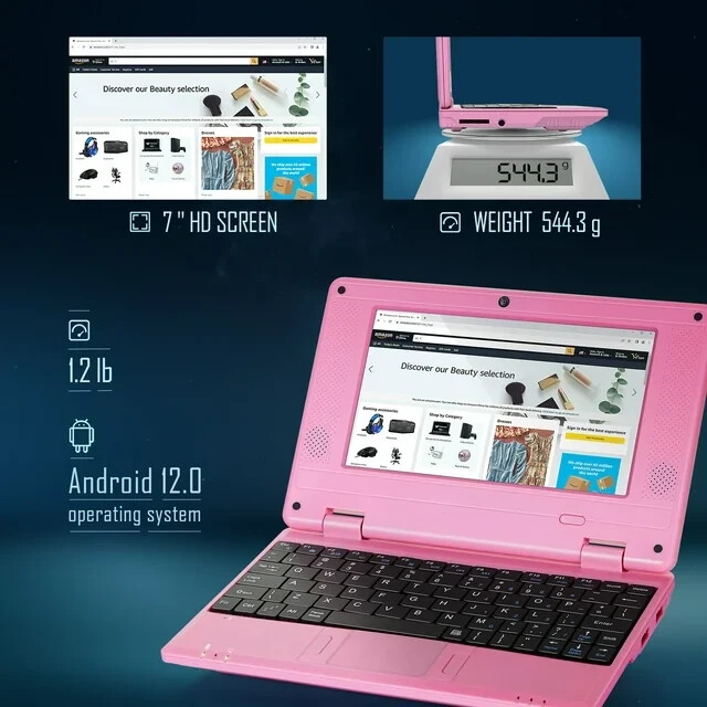 7” Laptop Computer Quad Core Powered by Android 12.0 Netbook with Wifi for Kid