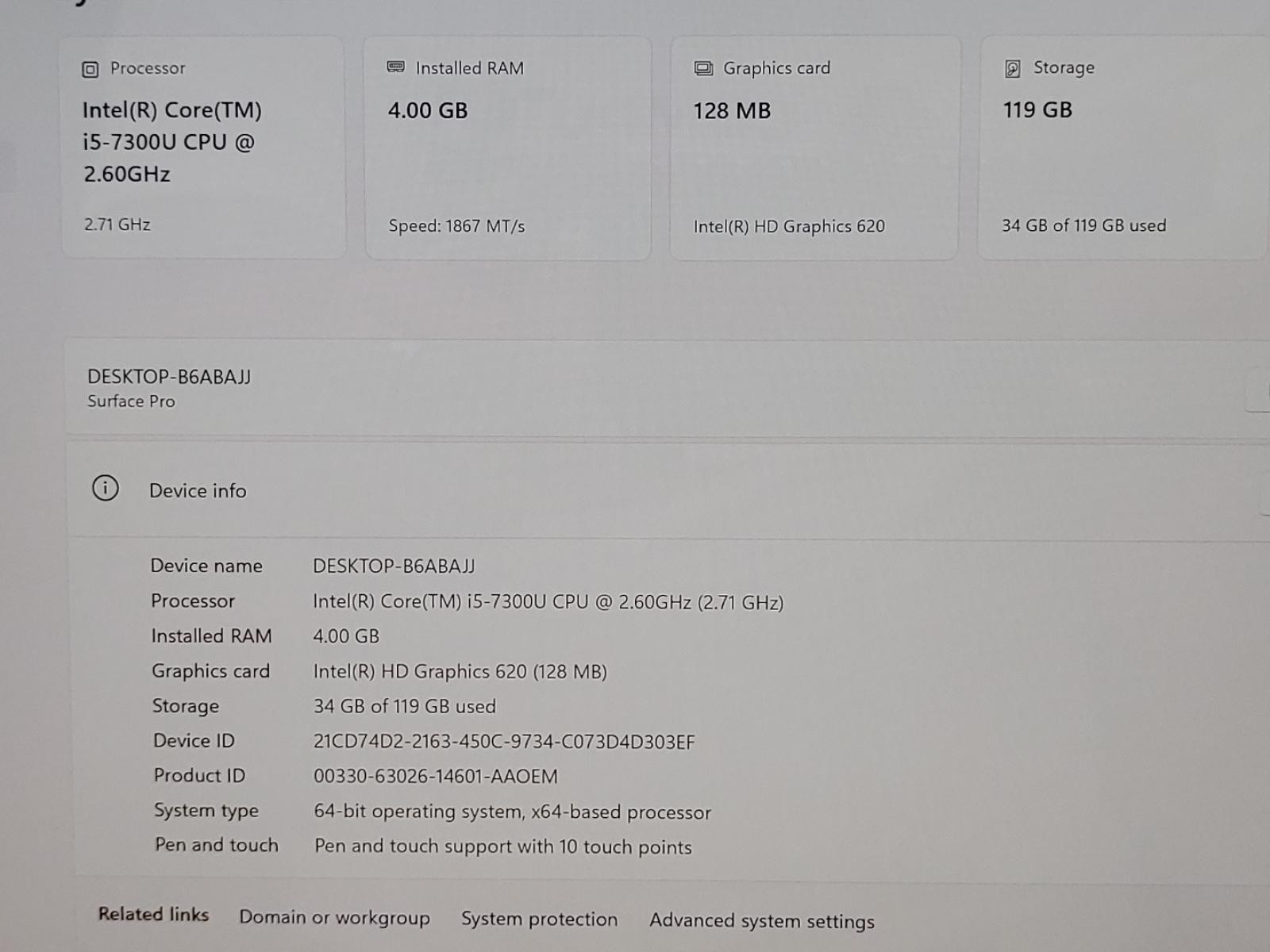 Microsoft Surface Pro 12.3″ Touch i5-7300U 4GB 128GB 1796 Win11Pro *NO A/C*