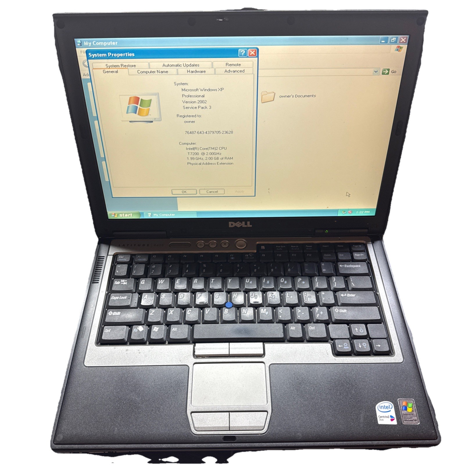 Dell Latitude D630 Laptop Duo 2, 2GB RAM , 120GBHD Win XP NO BATTERY