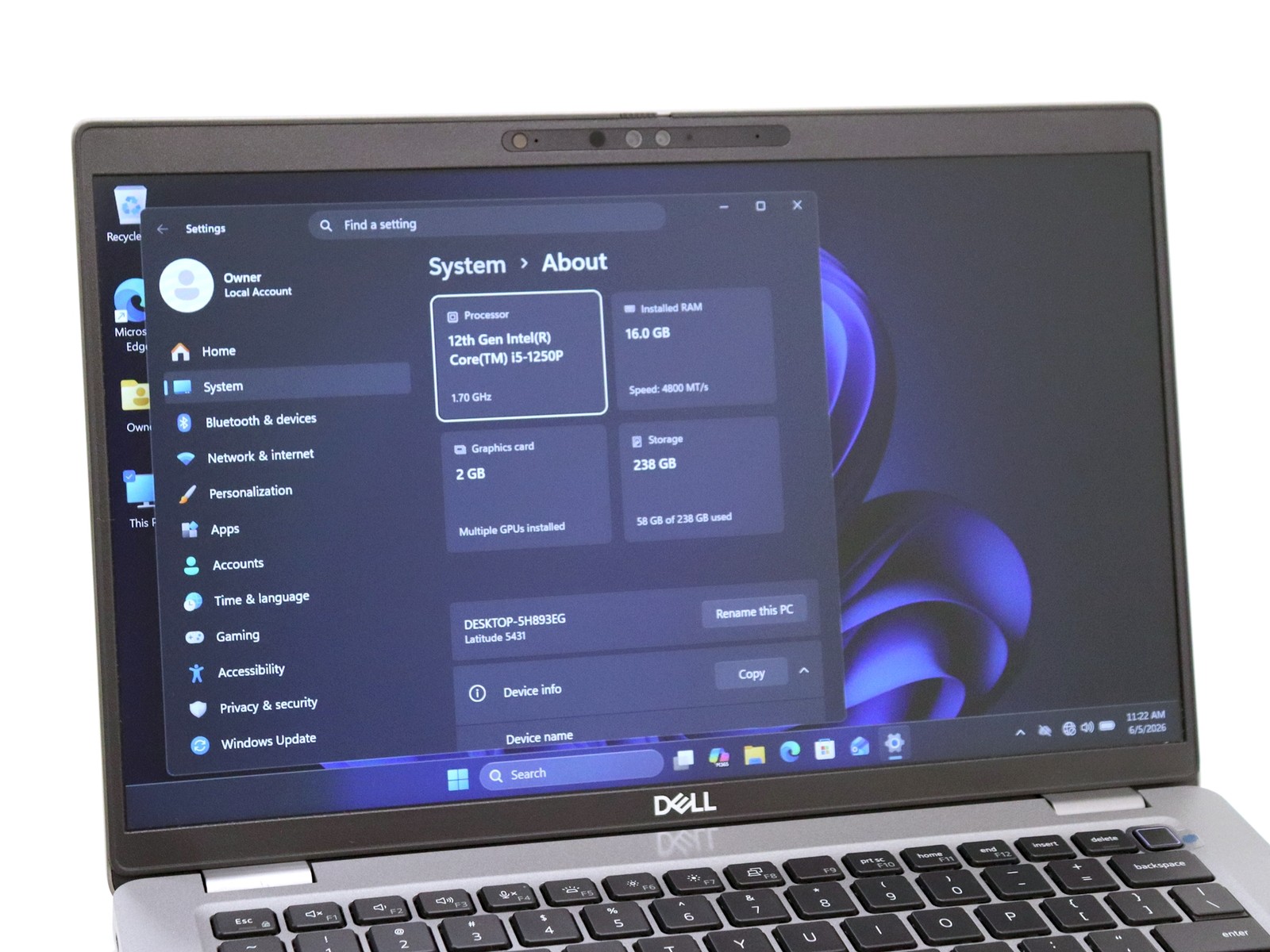 Dell Latitude 5431 14.0″ Touch Intel i5-1250P 16GB 256GB NVMe W11P GeForce MX550