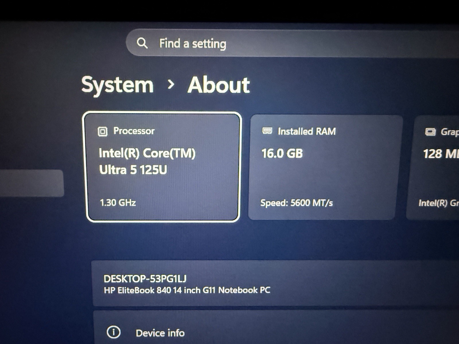 HP Elitebook 840 G11 14″ Laptop Ultra 5 125U 16GB Ram 256GB SSD W11P