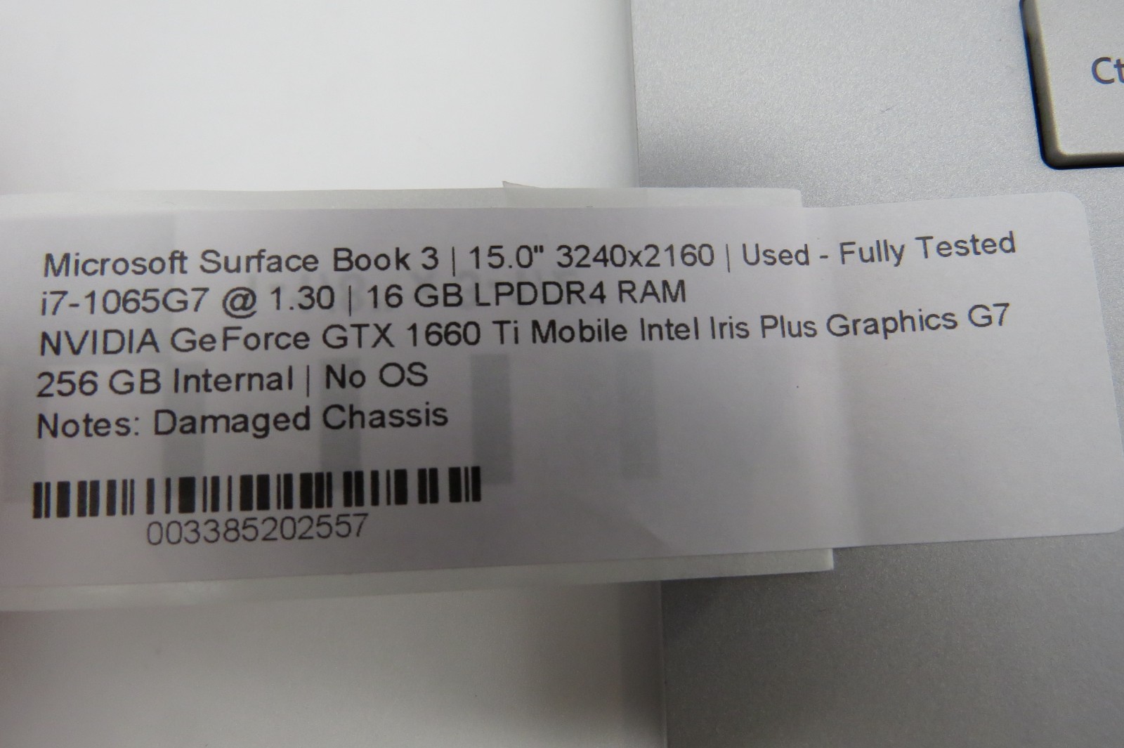 Microsoft Surface Book 3-15″-i7-1065G7@1.3GHz-16GB RAM-256GB-GTX 1660-NO OS