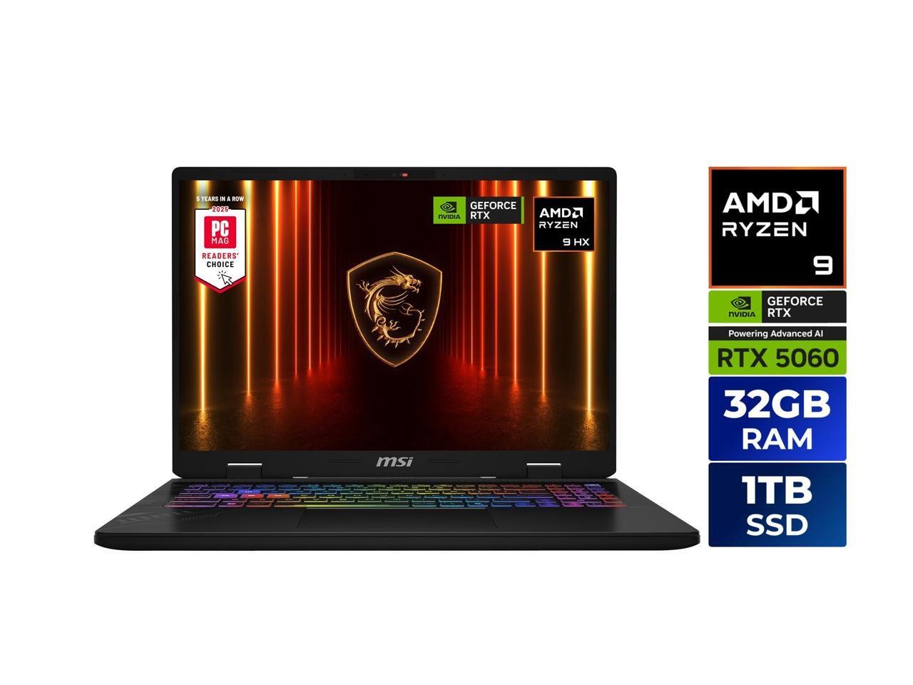 MSI CROSSHAIR A16 16″ QHD+ 240Hz AMD® Ryzen™ 9-8940HX RTX 5060 32GBDR5 1TB NVMe