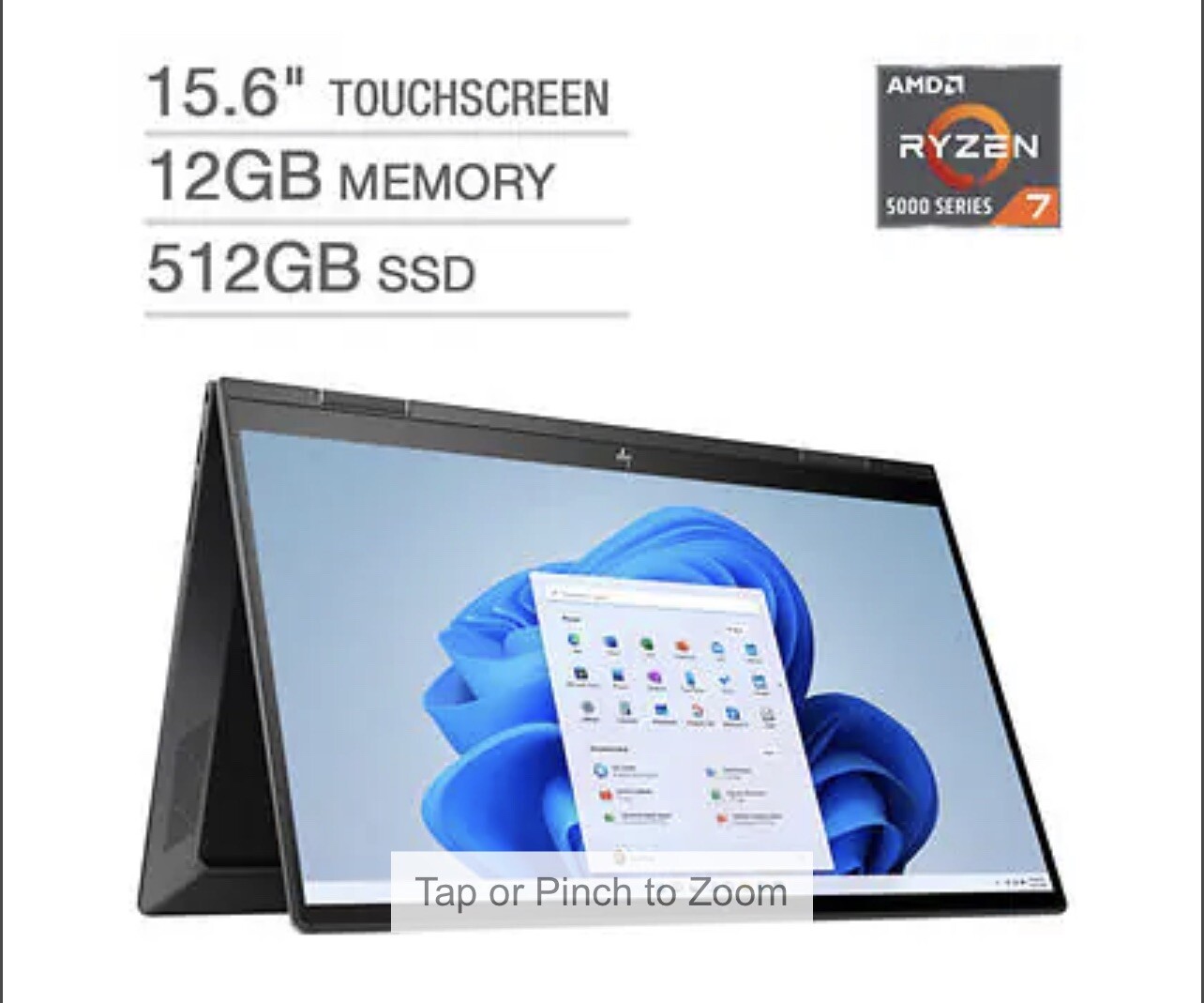 HP ENVY x360 15.6″ (256GB SSD, AMD Ryzen 5, 4.30 GHz, 8GB) Notebook/Laptop -…