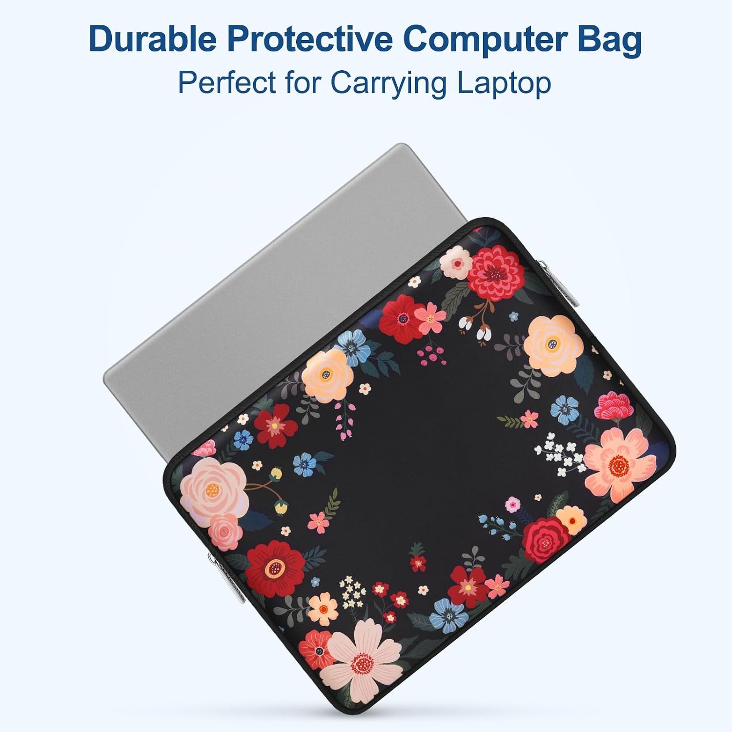 Neoprene Laptop Sleeve Bag for 13-13.3 inch MacBook Air/Pro 13, Ink Dyed Flowers