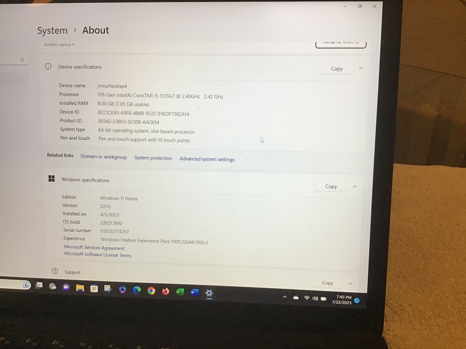 Microsoft Surface Laptop 4 13.5″ Touchscreen i5-1135G7 8GB RAM 512GB SSD