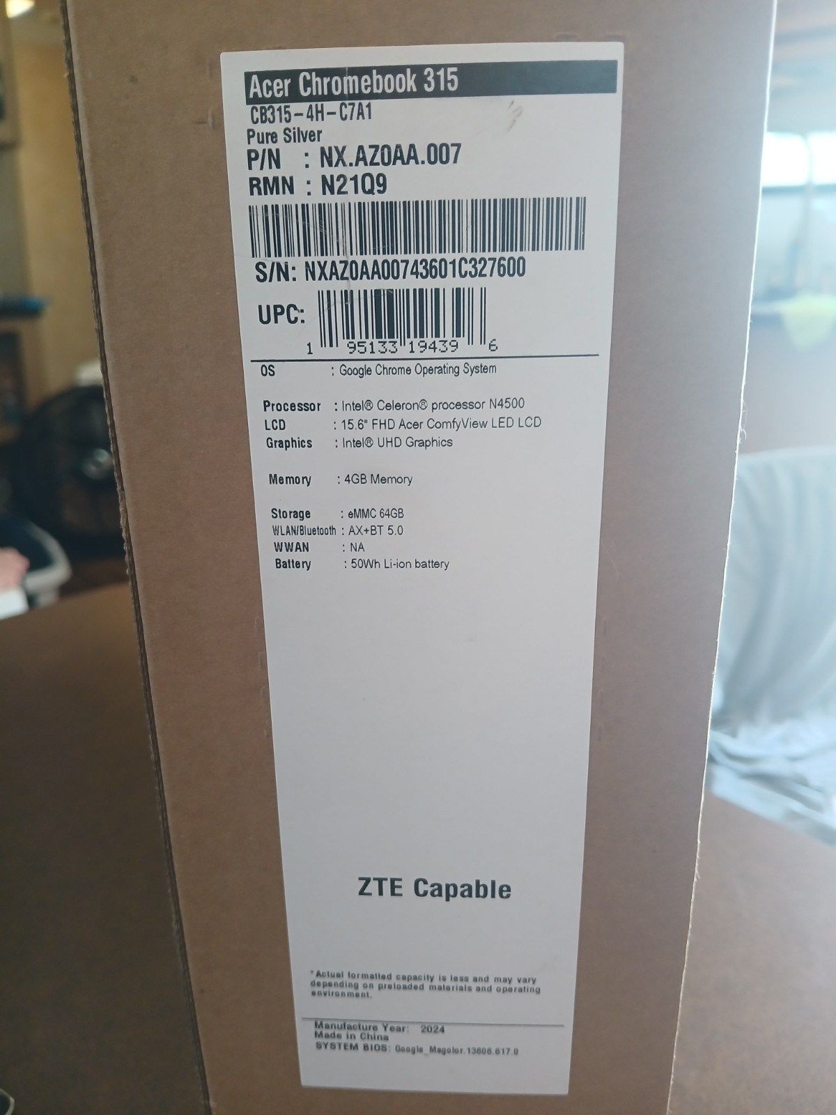 Acer Chromebook 315 15.6″ FHD LED LCD Celeron N4500 4GB 64GB eMMC