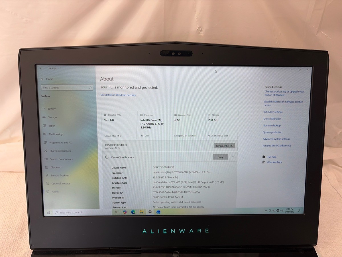 ALIENWARE LAPTOP P69F PRE-OWNED (P23017363)