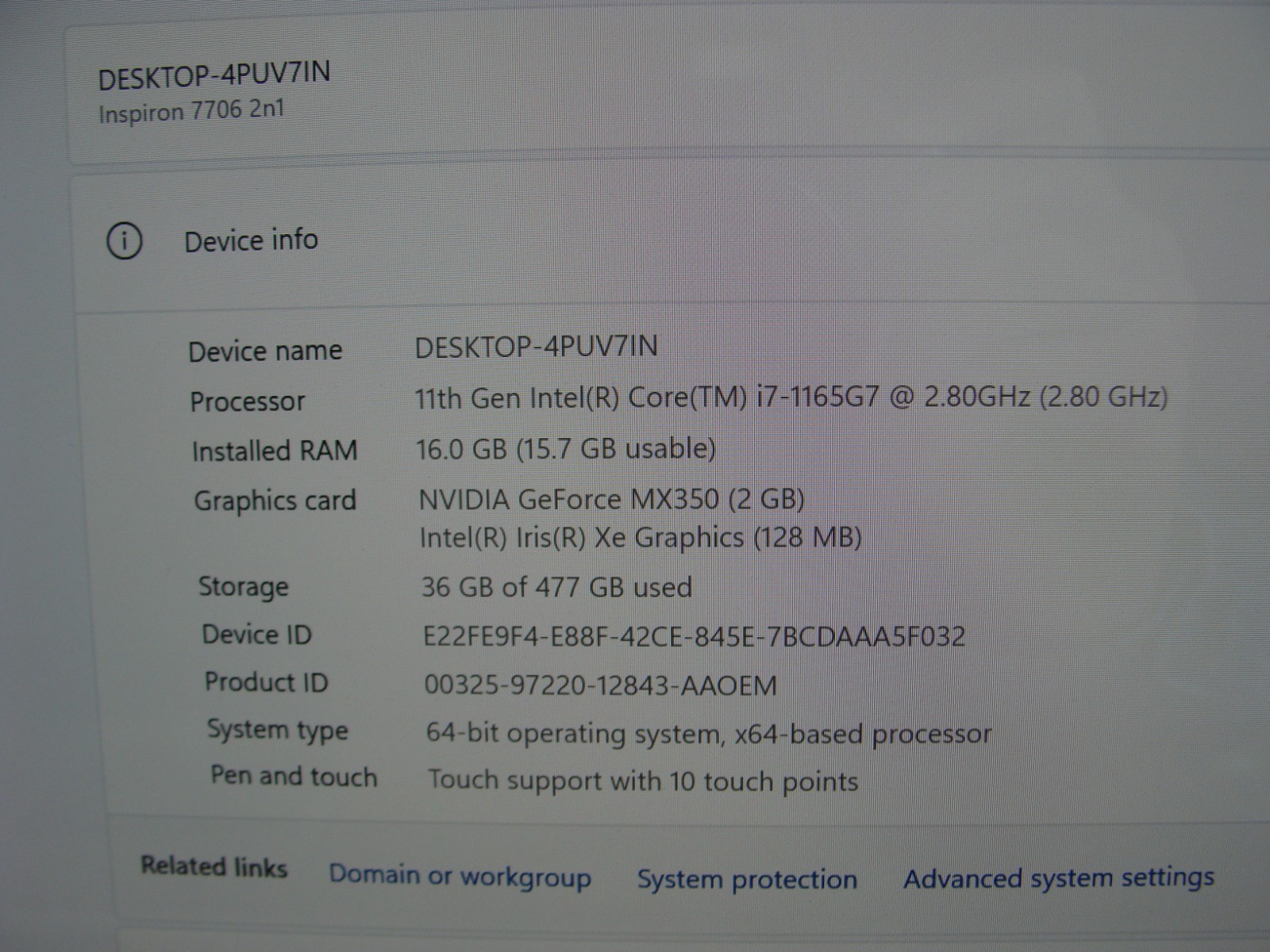 DELL INSPIRON 7706 17″QHD TOUCH 2-in-1 i7-1165G7 2.8GHz 16GB 512GB SSD MX350