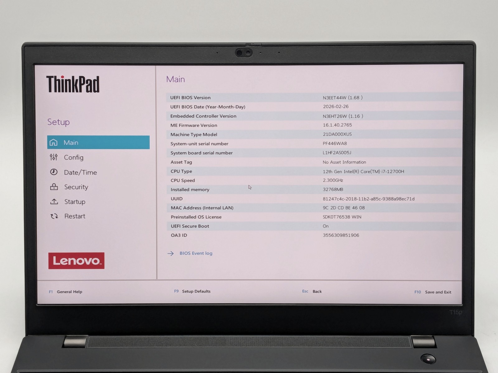 Lenovo ThinkPad T15p Gen 3 15.6 4K i7-12700H 32GB 1TB RTX 3050 Grade D READ