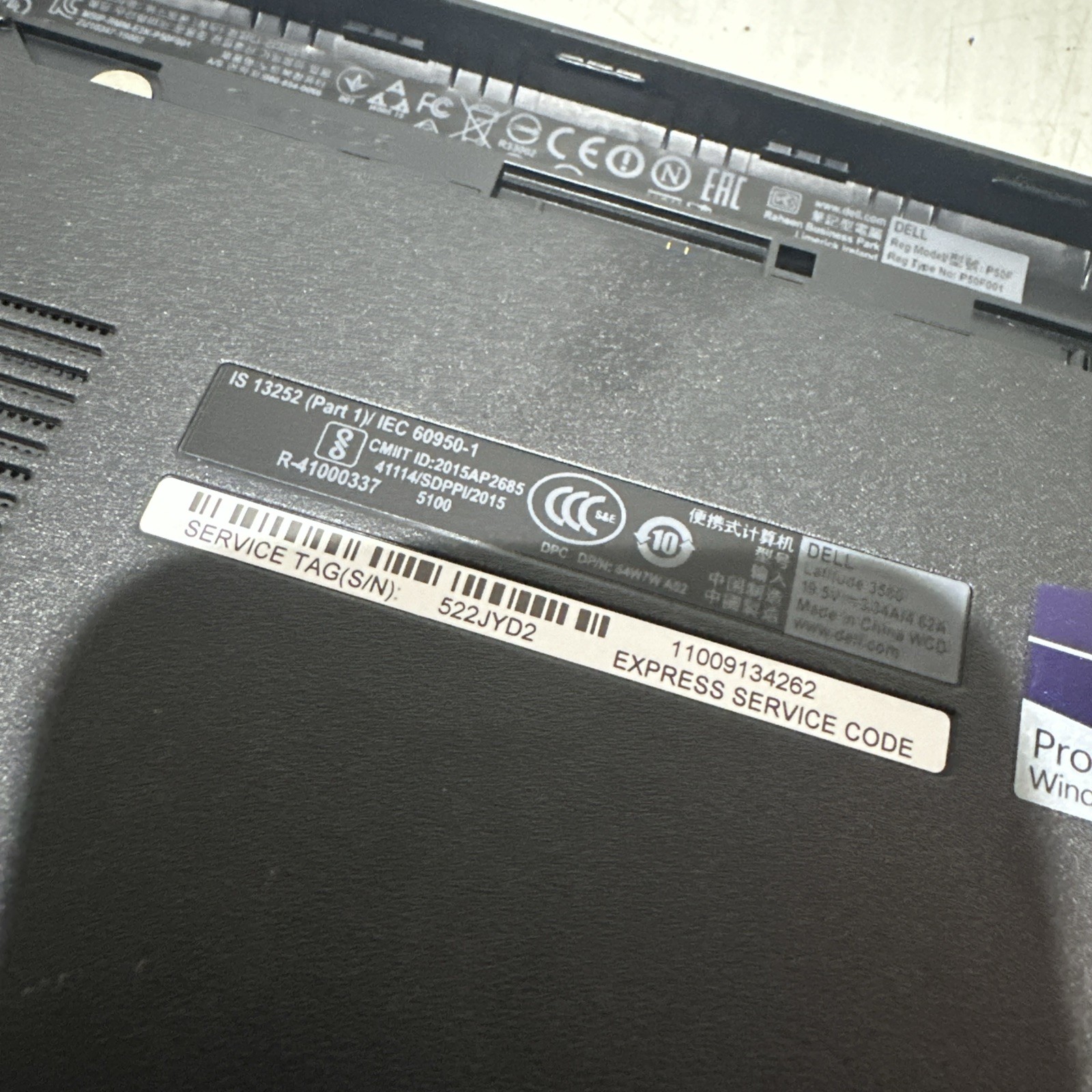 Dell Latitude 3560 15″ Laptop i3-5005u 4gb Ram No Drives Boots Bios