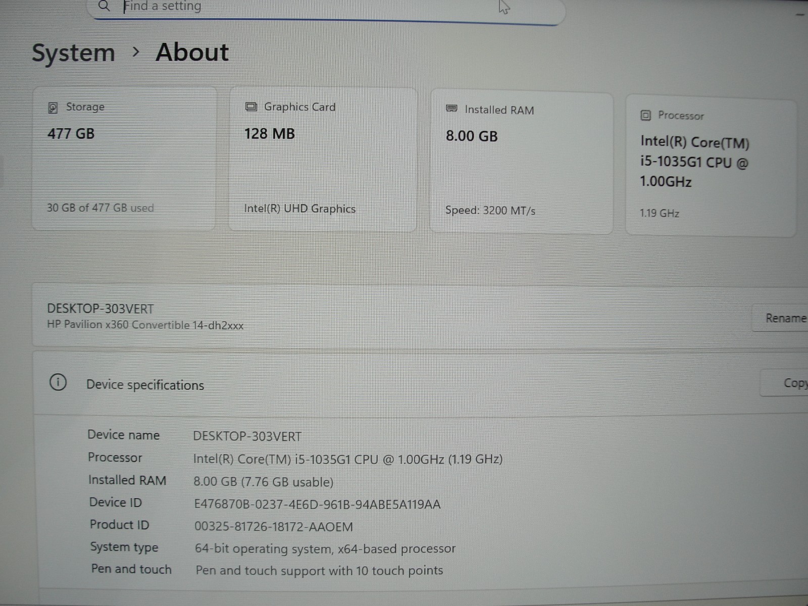 HP Pavilion x360 14-DH2011NR 14″ TOUCH Core i5-1035G1 1.0GHz 8GB RAM 512GB SSD