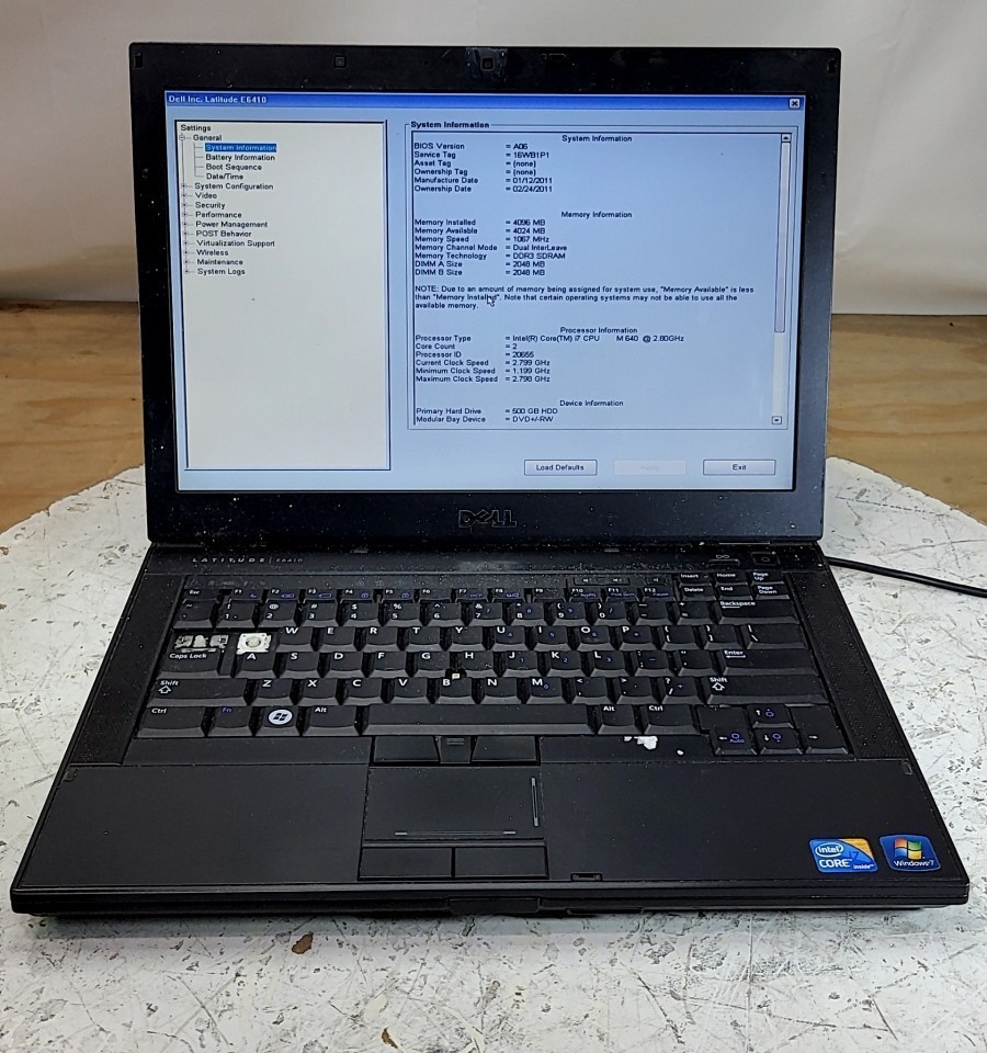 DELL LATITUDE E6410 Laptop Intel I7 M 640 4GB 500GB SEE NOTES