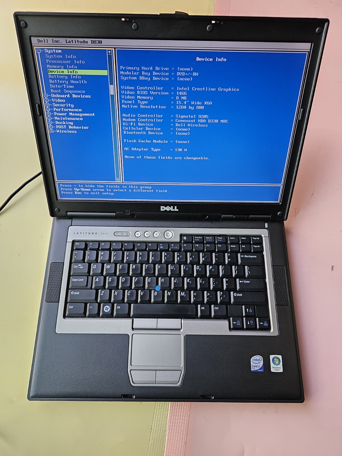 Dell Latitude D830 Core 2 DUO 3GB RAM 0GB SSD SERIAL COM PORT, PHONE PORT