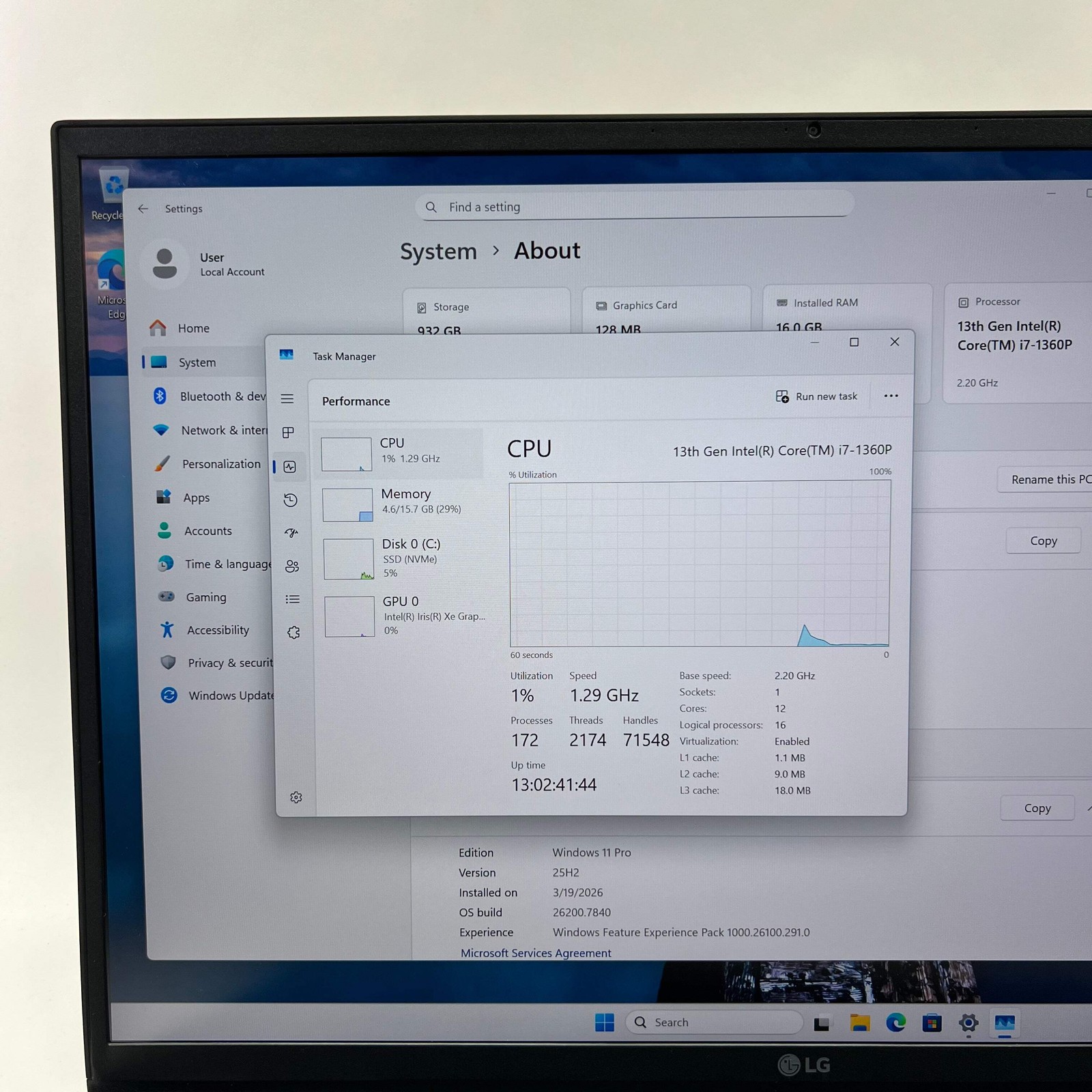 LG Gram 17ZB90R 17″ i7-1360P 2.2GHz 16GB RAM 1TB SSD